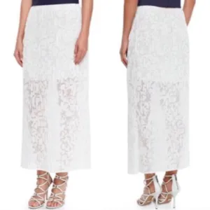 Theory ‘Delva’ Pleated Burnout White Maxi Skirt