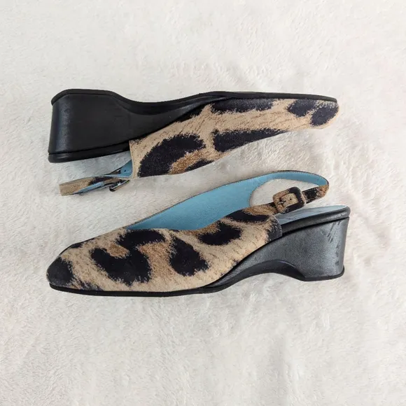 Thierry Rabotin Leopard Peep Toe Slingbacks Size 7.5