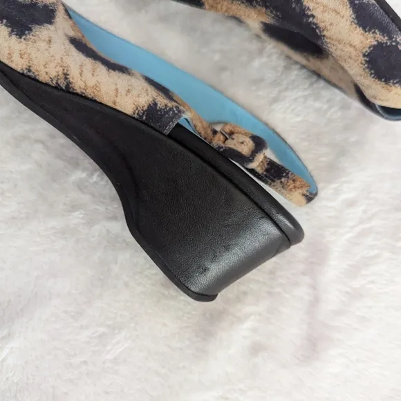 Thierry Rabotin Leopard Peep Toe Slingbacks Size 7.5