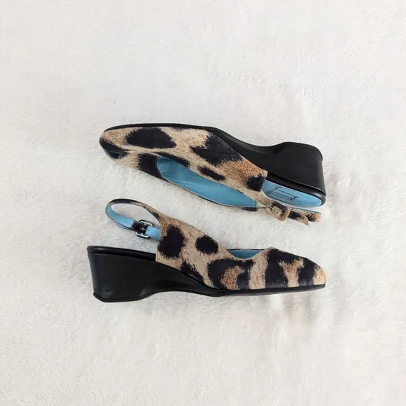 Thierry Rabotin Leopard Peep Toe Slingbacks Size 7.5
