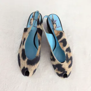 Thierry Rabotin Leopard Peep Toe Slingbacks Size 7.5