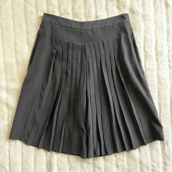 TIBI black 100% silk pleated Simone culottes skort skirt shorts