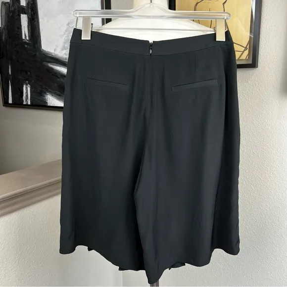 TIBI black 100% silk pleated Simone culottes skort skirt shorts