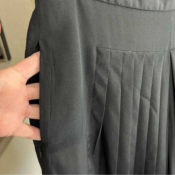 TIBI black 100% silk pleated Simone culottes skort skirt shorts