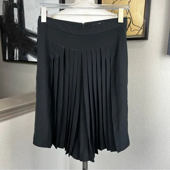 TIBI black 100% silk pleated Simone culottes skort skirt shorts