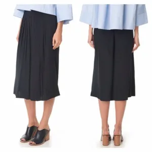 TIBI black 100% silk pleated Simone culottes skort skirt shorts