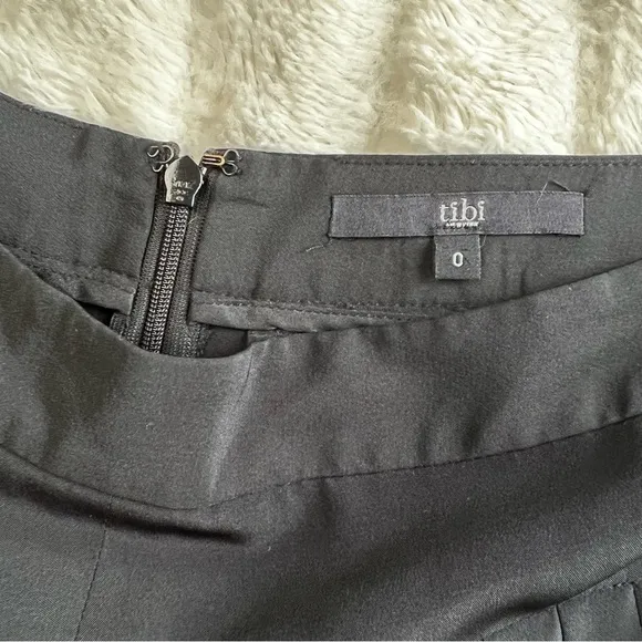 TIBI black 100% silk pleated Simone culottes skort skirt shorts