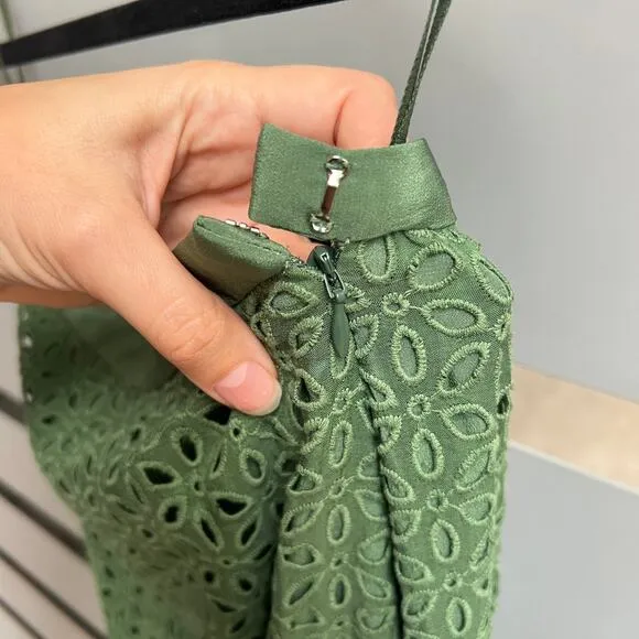 Tibi Green Floral Eyelet Asymmetrical Skirt Size 00