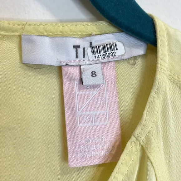 Tibi Pale Yellow Linen blend Gemma Cape Dress Sz 8