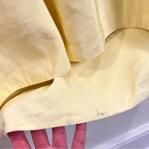 Tibi Pale Yellow Linen blend Gemma Cape Dress Sz 8