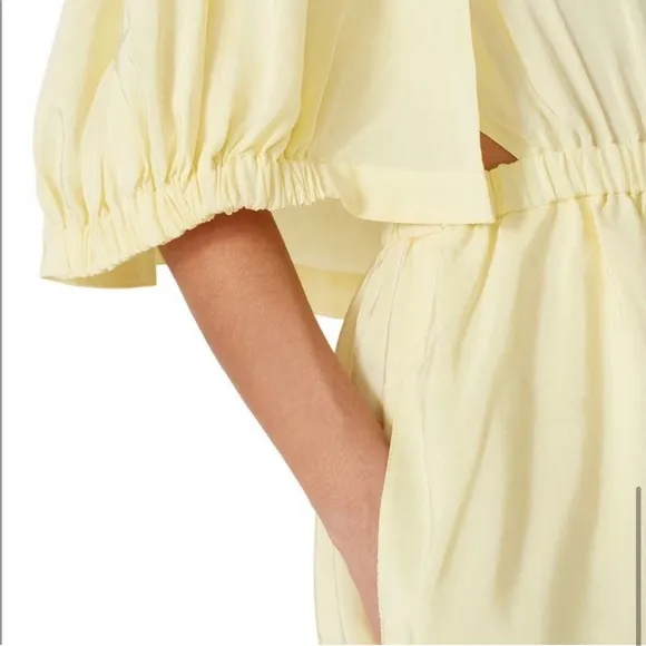Tibi Pale Yellow Linen blend Gemma Cape Dress Sz 8