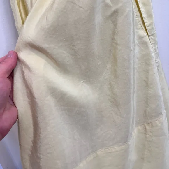 Tibi Pale Yellow Linen blend Gemma Cape Dress Sz 8