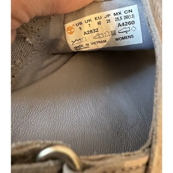 Timberland Emerson Peep Toe Wedge Espadrille Gray Sandals Slingback Leather Sz 9