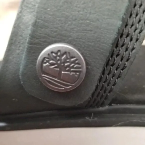 Timberland Koralyn Black Nubuck Leather Wedge Sandals