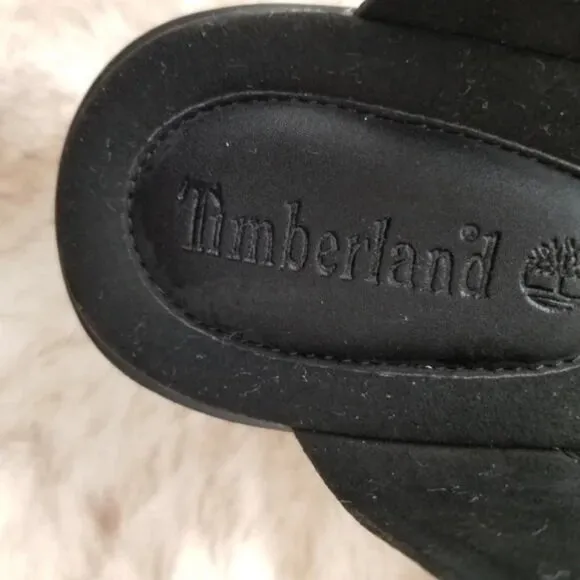 Timberland Koralyn Black Nubuck Leather Wedge Sandals