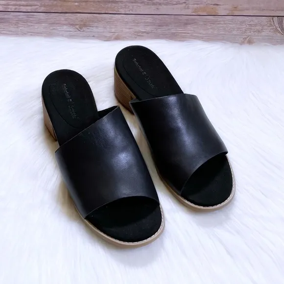 Timberland Laguna Shore Black Leather Mule Sandals