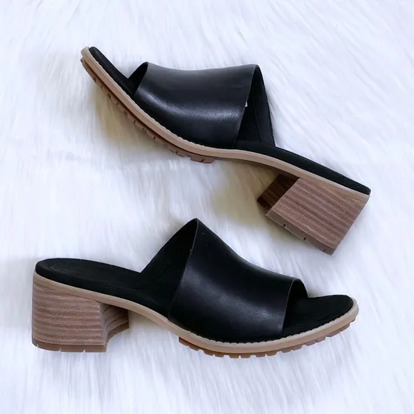 Timberland Laguna Shore Black Leather Mule Sandals