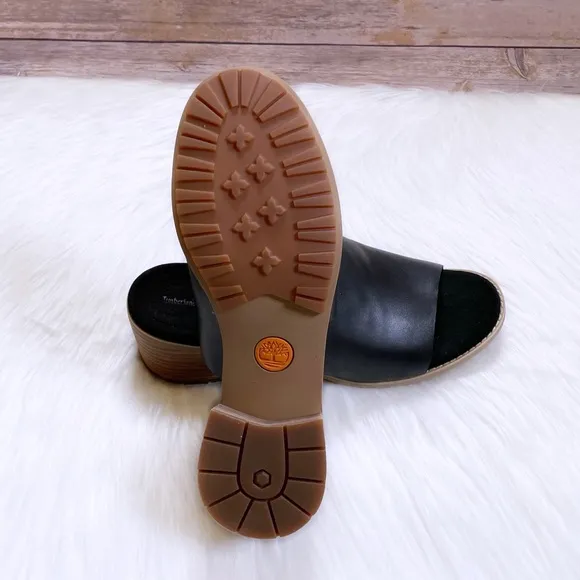 Timberland Laguna Shore Black Leather Mule Sandals