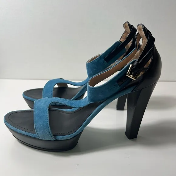 Tod's Sand Plat Gooma T105 Fasce Suede &amp; Leather T-Strap Platform Sandals Heels