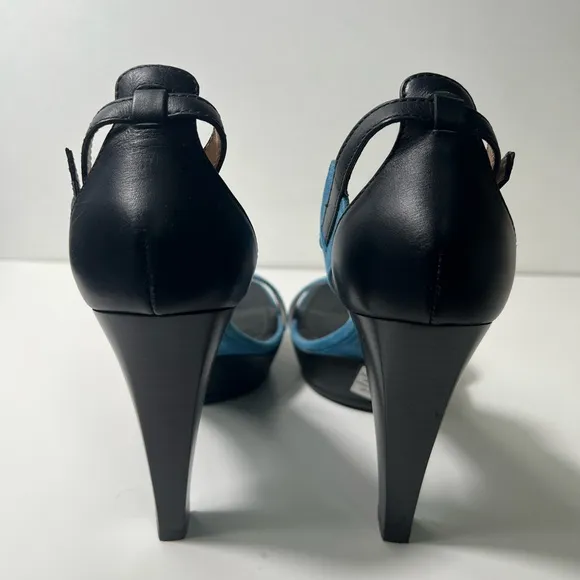 Tod's Sand Plat Gooma T105 Fasce Suede &amp; Leather T-Strap Platform Sandals Heels