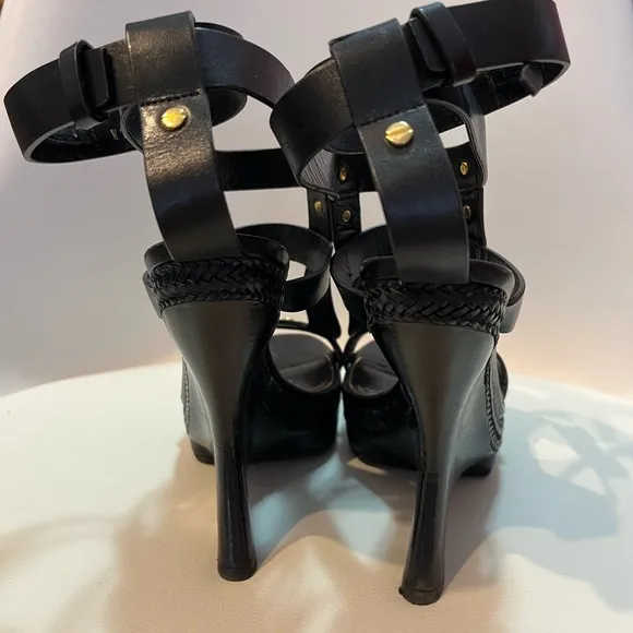 Tom Ford Black Strappy Wedge Sandals