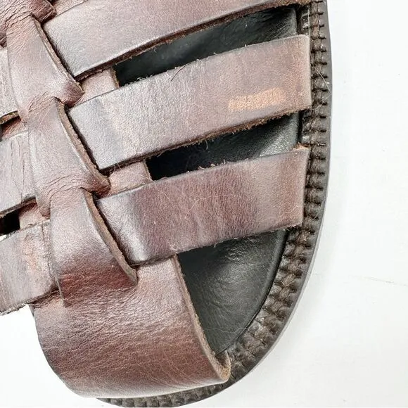 Tommy Bahama Vintage Slip-On Mule Dark Brown Leather Fisherman Sandals Sz 10