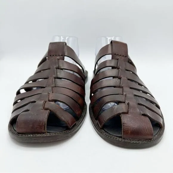 Tommy Bahama Vintage Slip-On Mule Dark Brown Leather Fisherman Sandals Sz 10
