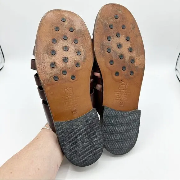 Tommy Bahama Vintage Slip-On Mule Dark Brown Leather Fisherman Sandals Sz 10
