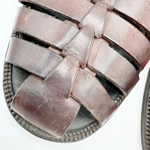 Tommy Bahama Vintage Slip-On Mule Dark Brown Leather Fisherman Sandals Sz 10