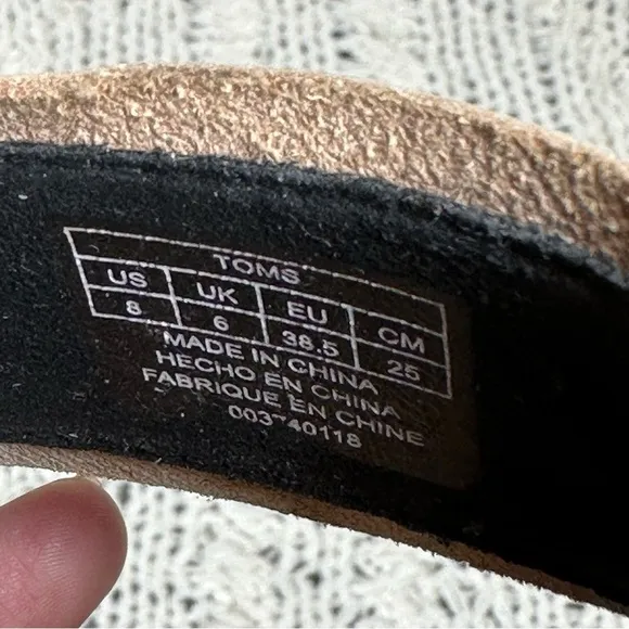Toms Camilla Leather Low Block Heeled Sandals Size 8 Black and Honey Tan