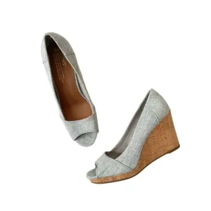 Toms Light Gray Wedge Sandals Size 9