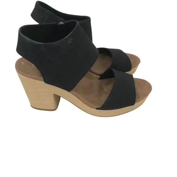 Toms Sandals Womens 7 Majorca Open Toe Cut Out Strap Heels Black Zipper