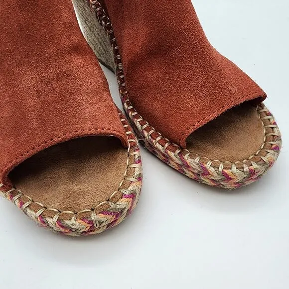 TOMS Womens 9.5 Monica Slingback Wedge Sandals Spice Suede Boho 10013450