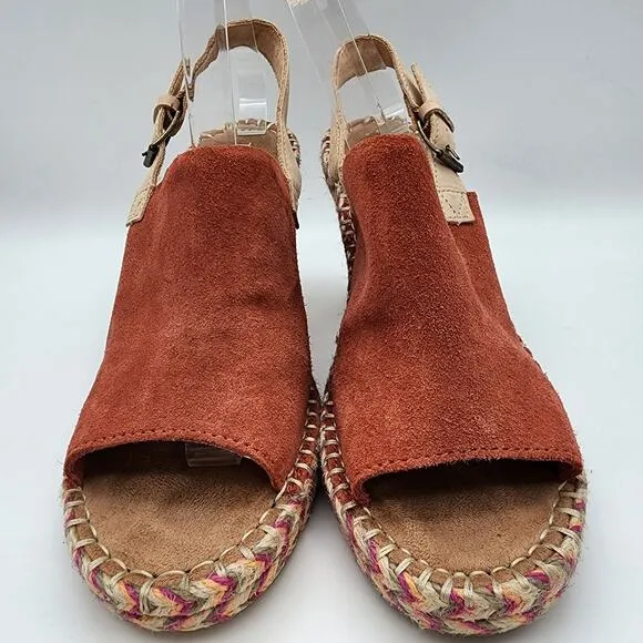 TOMS Womens 9.5 Monica Slingback Wedge Sandals Spice Suede Boho 10013450