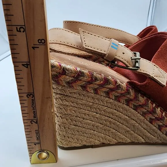TOMS Womens 9.5 Monica Slingback Wedge Sandals Spice Suede Boho 10013450