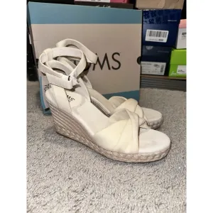 TOMS Women's Marisela Espadrille Wedge Natural Woven Sandals Sz 11 Ortholite