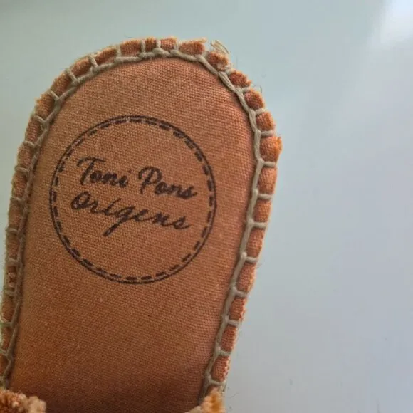 Toni Pons Origens Wedge Espardrille Sandals Orange Canvas Size 37