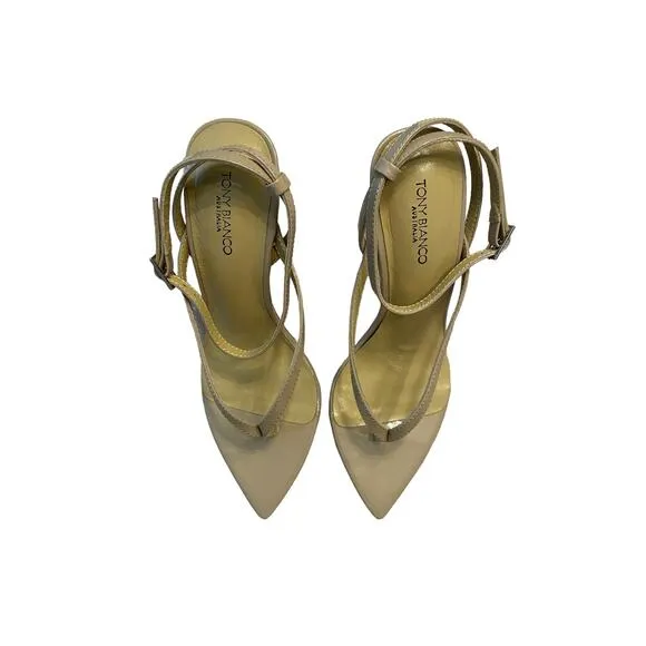 Tony Bianco Melina Sandals Stiletto Heels Pointed Toe Coco Patent Leather Size 5