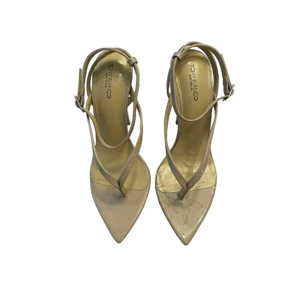 Tony Bianco Melina Sandals Stiletto Heels Pointed Toe Coco Patent Leather Size 5