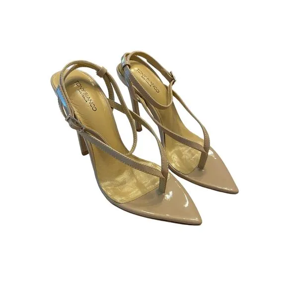 Tony Bianco Melina Sandals Stiletto Heels Pointed Toe Coco Patent Leather Size 5