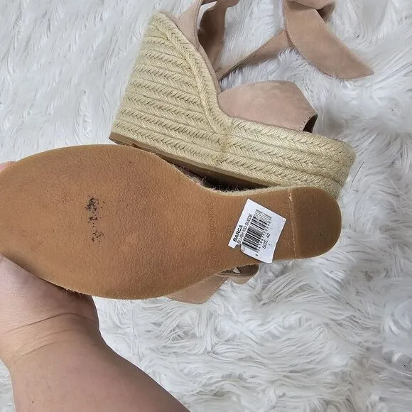 Tony Bianco Pink  Suede Espadrille Wedge Heel Sandals Barca Women's Size 40
