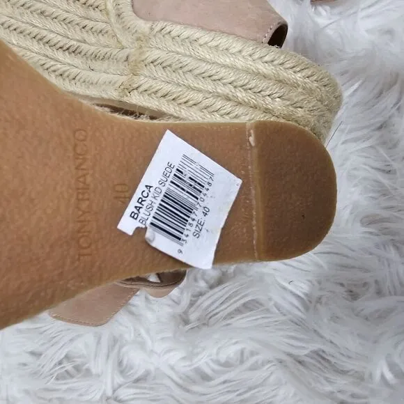 Tony Bianco Pink  Suede Espadrille Wedge Heel Sandals Barca Women's Size 40