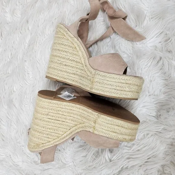 Tony Bianco Pink  Suede Espadrille Wedge Heel Sandals Barca Women's Size 40