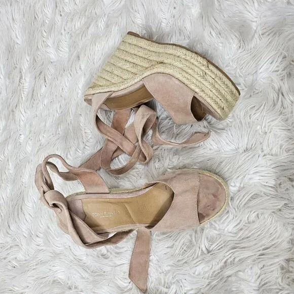 Tony Bianco Pink  Suede Espadrille Wedge Heel Sandals Barca Women's Size 40