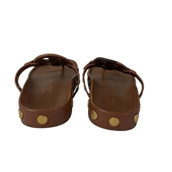 Tory Burch 6.5 Miller Cloud Coin sandals brown thong coin studs