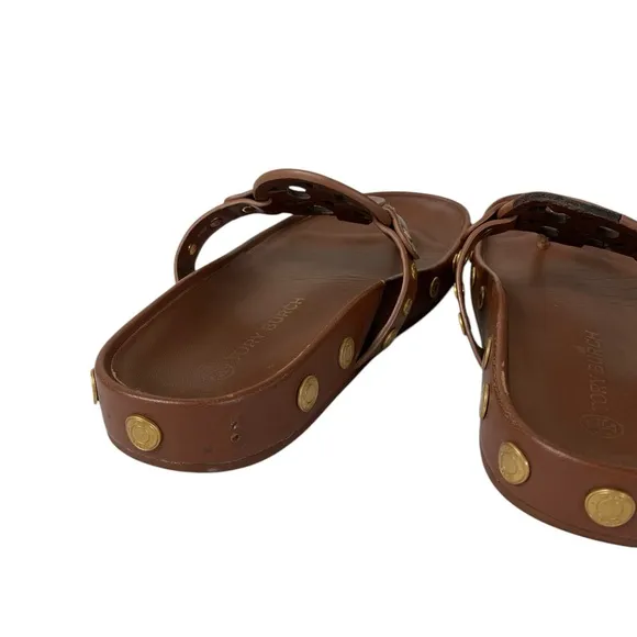 Tory Burch 6.5 Miller Cloud Coin sandals brown thong coin studs