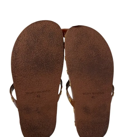 Tory Burch 6.5 Miller Cloud Coin sandals brown thong coin studs
