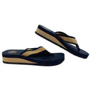 Tory Burch Blue Beige Wedge Flip Flops | Size 9