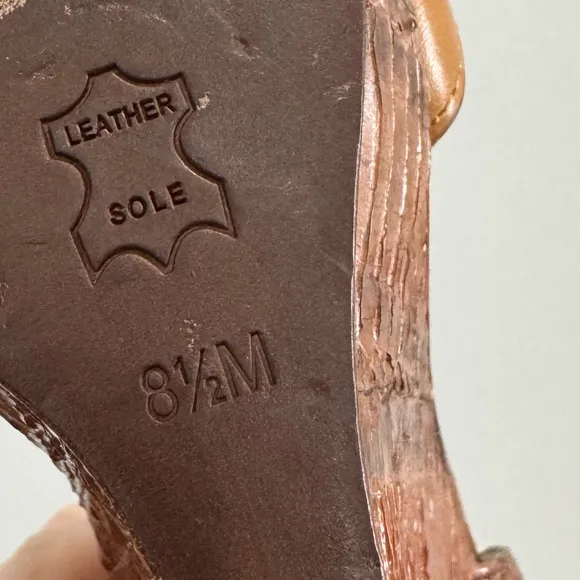 TORY BURCH Brown Leather and Python Platform Wedge Ankle Strap Sandals