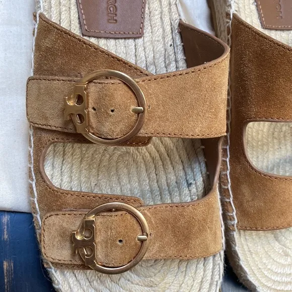 Tory Burch Brown Suede Selby Two Band Espadrilles/Sandals